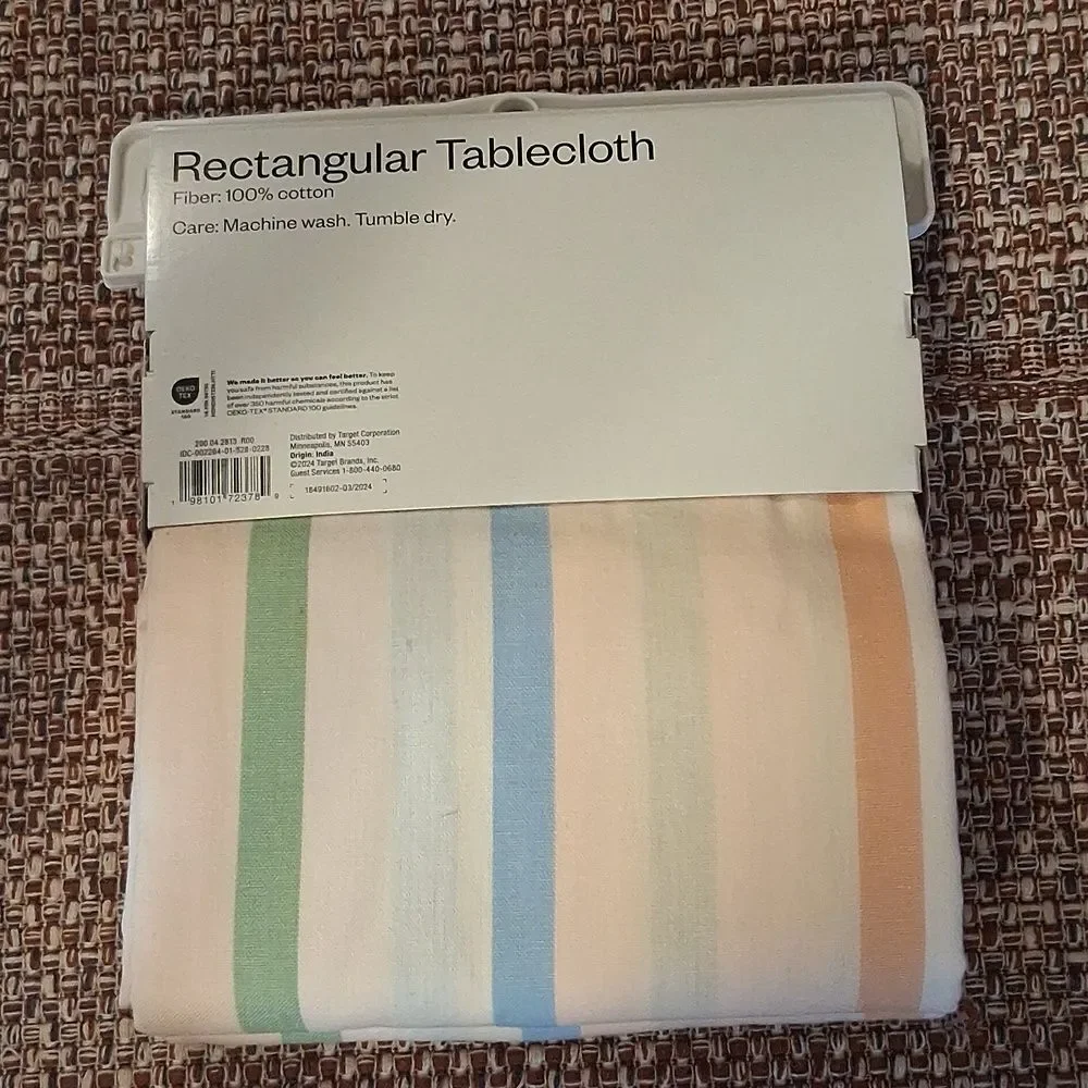 Room Essentials Pastel Striped Tablecloth in White, Yellow, Green, Blue, Orange